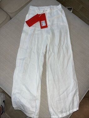 Women’s Arther White Linen Wide-Leg Pants - Lightweight Casual